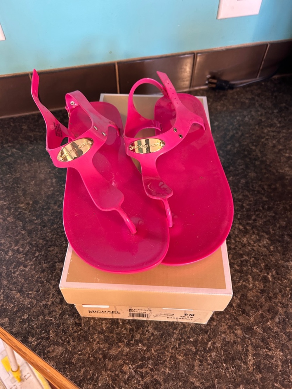 Michael Kors Hot Pink Jelly Thong Sandals